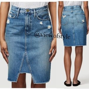 FRAME raw edge denim skirt